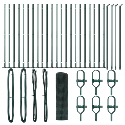  Hegesztett Háló Kerítés 13 felfogató oszloppal Zöld 0.4x50 m Acél