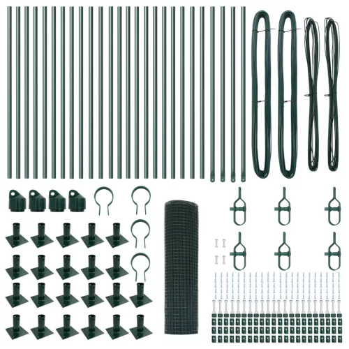  Hegesztett Háló Kerítés 13 felfogató oszloppal Zöld 0.4x50 m Acél