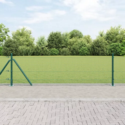  hegesztett drótkerítés 13 talpas oszloppal Zöld 0.4x50 m Acél