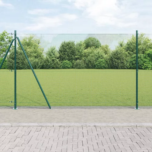 hegesztett drótkerítés 13 peremes oszloppal Zöld 1,4x50 m Acél