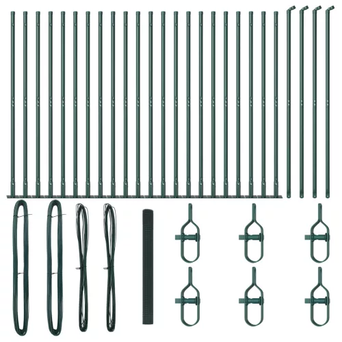  hegesztett drótkerítés 13 peremes oszloppal Zöld 1,4x50 m Acél