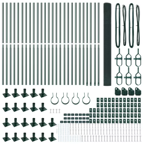  hegesztett drótháló kerítés 13 lábazatos oszloppal Zöld 1.4x50 m Acél