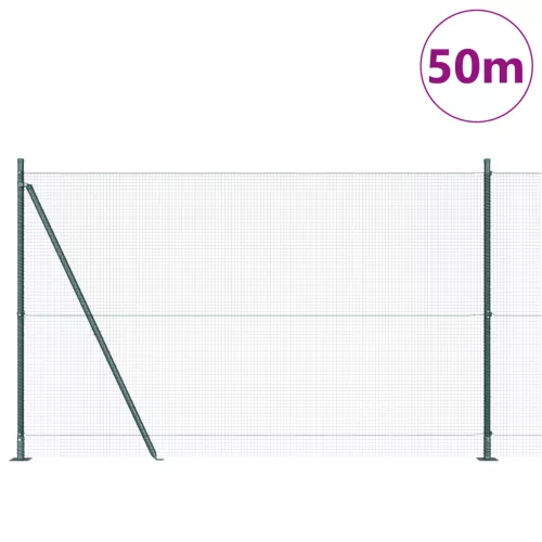  Horganyzott Drótkerítés 13 Flangolt Támpos Zöld 1,5x50 m Acél