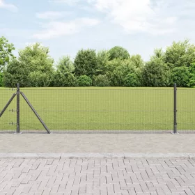    Hegesztett Drótkerítés 7 Flangolt Oszloppal Szürke 0.4x10 m Acél