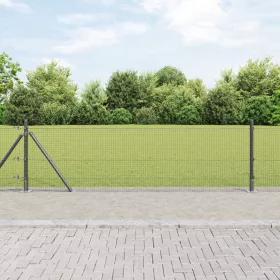    Hegesztett Drótkerítés 7 Kúpos Oszloppal Szürke 0.6x10 m Acél