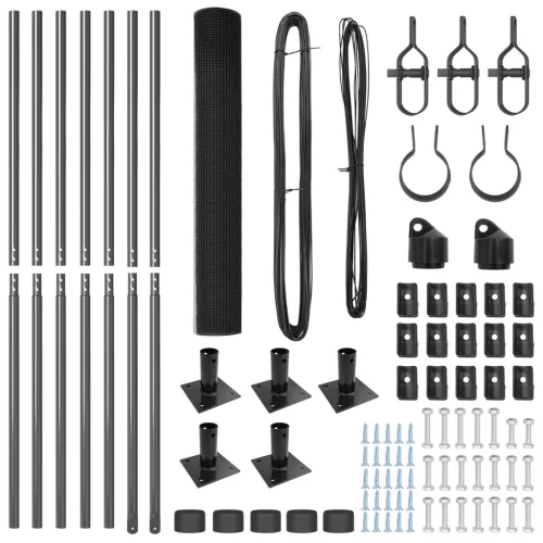  Horganyzott Drót Kerítés 7 Flanged Oszloppal Szürke 0.8x10 m Acél