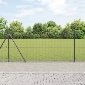    Hegesztett Drótkerítés 7 Peremzáró Oszloppal Szürke 0.8x10 m Acél