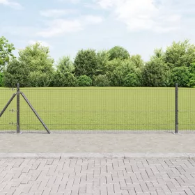    Kerítésoszlop Készlet 2 db Szürke Porszórt acél 25 x 0.5 m