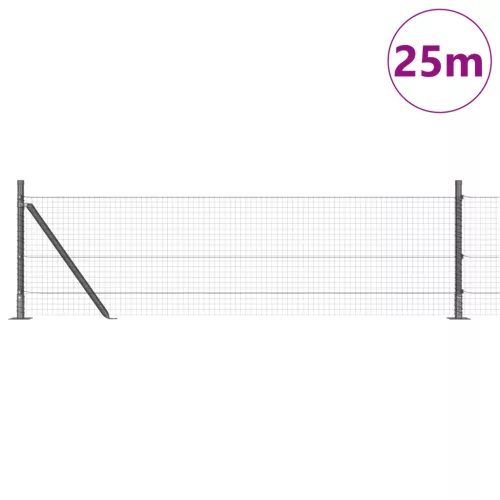  Kerítésoszlop Készlet 2 db Szürke Porszórt acél 25 x 0.5 m