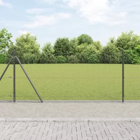    Hegesztett Drótkerítés 13 Flenged Oszloppal Szürke 0.8x25 m Acél