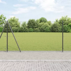    Hegesztett Drótkerítés 13 Feltárt Oszlopokkal Szürke 1.2x25 m Acél