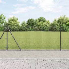    Hegesztett Drótháló Kerítés 13 Függőleges Oszloppal Szürke 1.4x25 m Acél