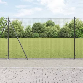    hegesztett drótkerítés 13 flancos oszlopokkal Szürke 1.6x25 m Acél