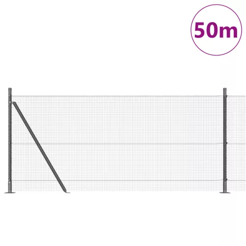  Hegesztett Drótkerítés 13 Flancos Oszloppal Szürke 1x50 m Acél
