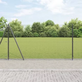    Hegesztett Drótkerítés 13 Flangált Tartóval Szürke 1.2x50 m Acél