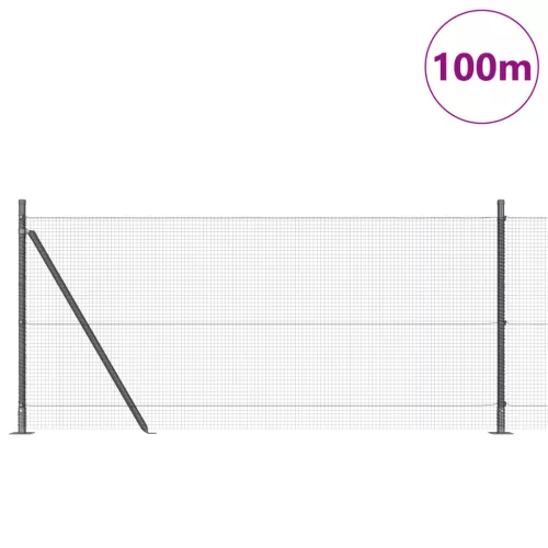 Hegesztett Drótkerítés 13 Peremezett Oszloppal Szürke 1x100 m Acél