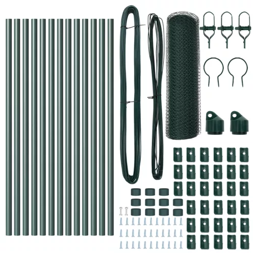  Kerítési szett 2 db Erdőzöld Porbevonatos acél