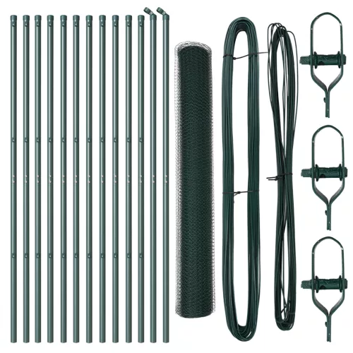 Kerítés Szett 2-es Szett Erdőzöld Fém háló 25 x 1 m Tartós