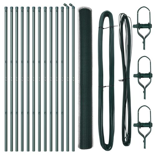  Kerítés Szett 2 db-os Zöld Fém 25 x 1,5 m Tartós