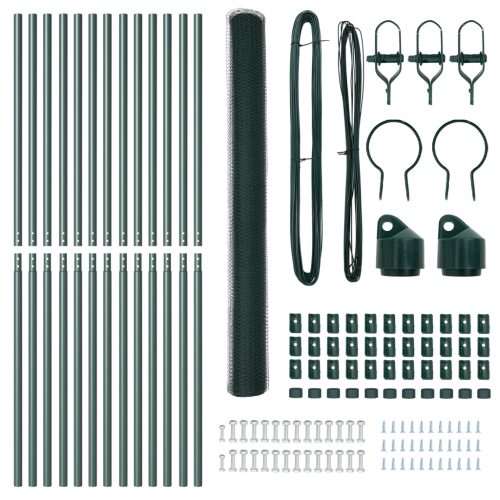  Kerítés Szett 2 db-os Zöld Fém 25 x 1,5 m Tartós