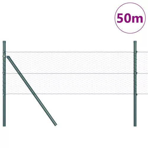  Kerítésoszlop Zöld 50 x 0,5 m (25 mm háló) Acél és PVC