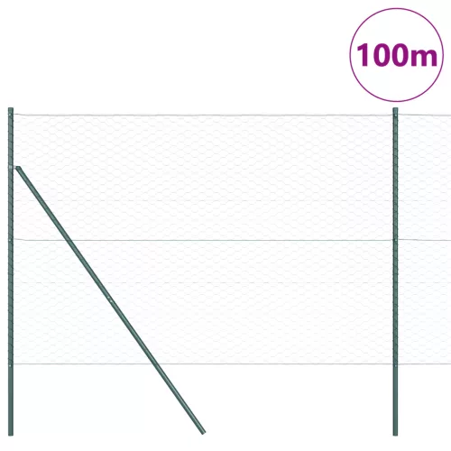  Hatszögletű Kerítés Zöld 1.6x100 m Acél