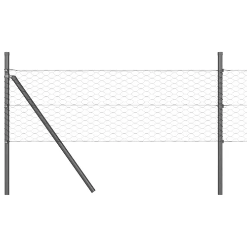  Kerítésoszlop Szürke 10 x 0,8 m (36 mm háló) Acél és PVC
