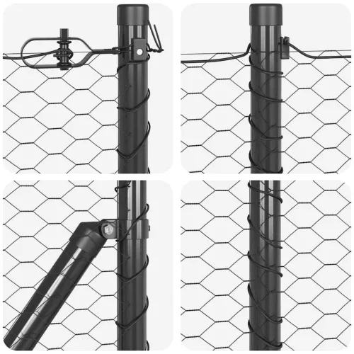  Kerítésoszlop Szürke 10 x 0,8 m (36 mm háló) Acél és PVC