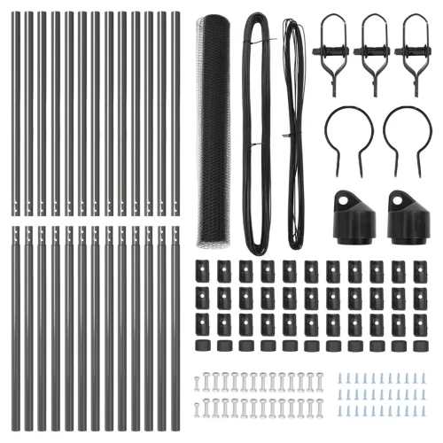  kerítés készlet 2 db Szürke Fém, Műanyag 25 x 1 m Tartós