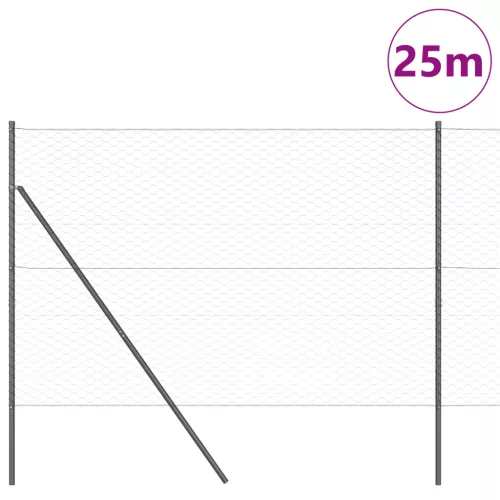  Hatszögletű kerítés Szürke 1.6x25 m Acél