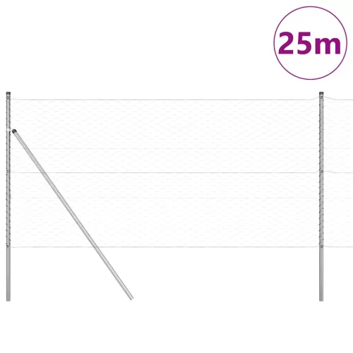  Kerítésoszlop Ezüst 25 x 1 m (50 mm-es háló) Acél