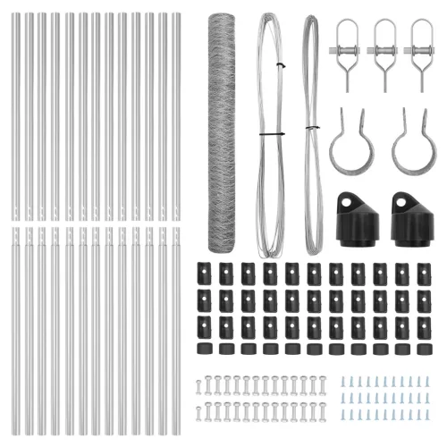  Hatszögű Drótkerítés 7 Poszttal 1.2x25 m Acél Ezüst
