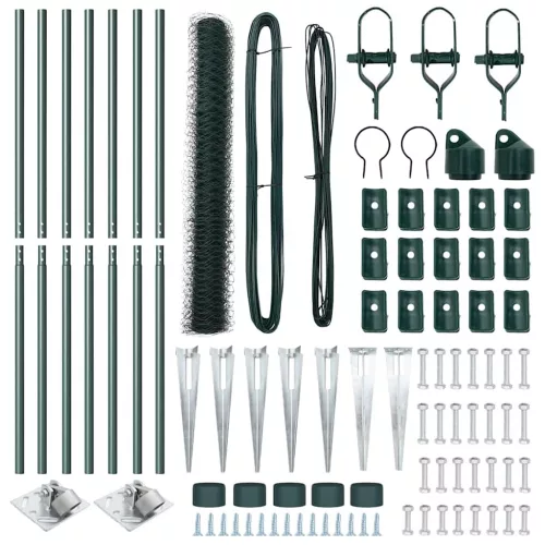  Kerítés oszlopokkal Zöld 1 x 10 m PVC-bevonatos acél