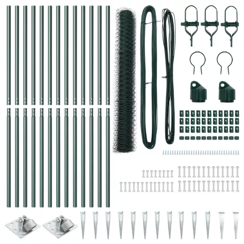  Kerítési Készlet 2 darab Zöld Acél 25 x 1.2 m Tartós