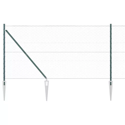  Kerítés oszlopokkal Zöld 1.4 x 25 m PVC-bevonatos acél