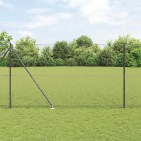    Kerítésoszlop Szürke 10 x 1,5 m (13 mm-es háló) Acél és PVC
