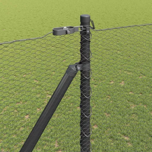  Kerítésoszlop Szürke 10 x 1,5 m (13 mm-es háló) Acél és PVC