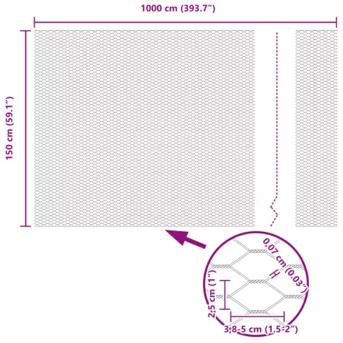  Hexagon Kerítés Szürke 1,5x10 m Acél