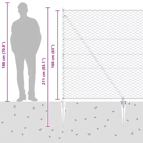 Hatszögű kerítés Szürke 1,6x10 m Acél