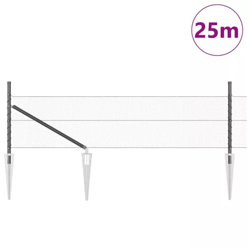  Kerítés oszlopokkal Szürke 0,4 x 25 m PVC-bevonatos acél