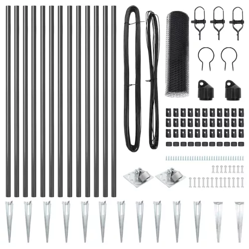  Kerítés oszlopokkal Szürke 0,4 x 25 m PVC-bevonatos acél