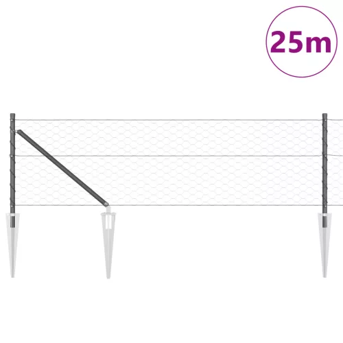  Hatszögletű kerítés Szürke 0.6x25 m Acél