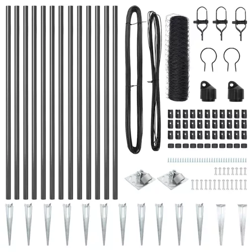  Kerítésoszlop Szürke 25 x 1 m (50 mm-es háló) Acél