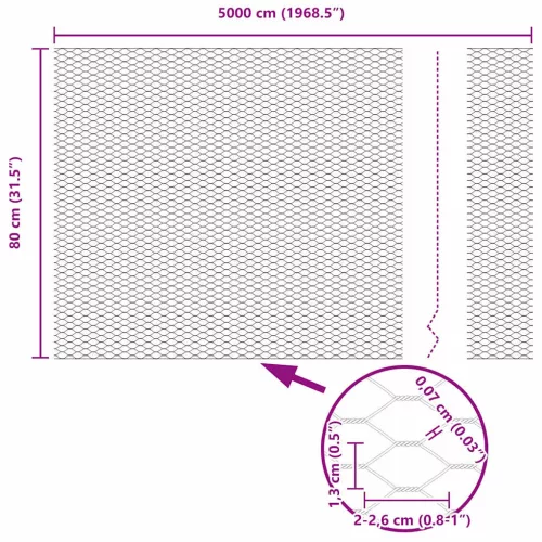  Hatszögletű Kerítés Szürke 0.8x50 m Acél