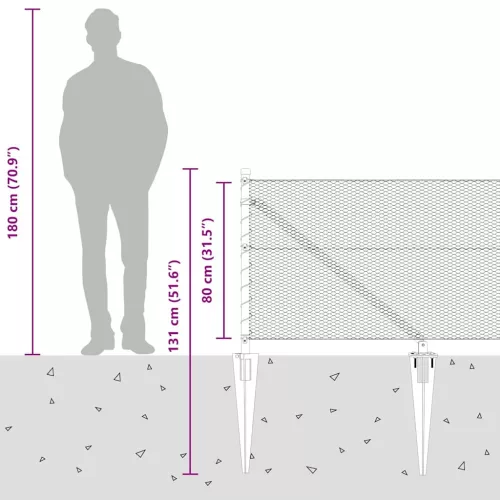  Hatszögletű Kerítés Szürke 0.8x50 m Acél