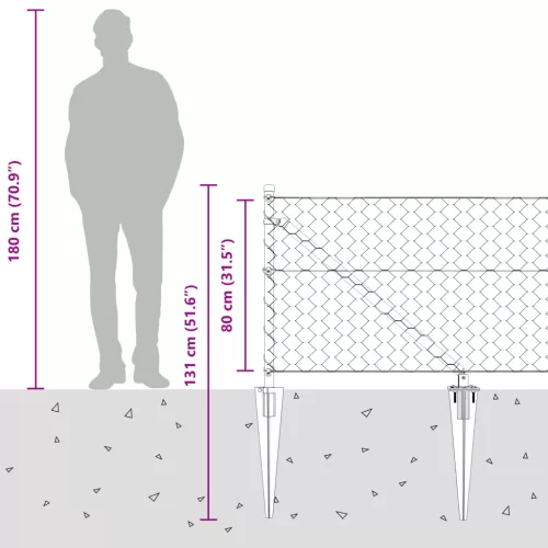 Hatszögletű Kerítés Szürke 0.8x50 m Acél