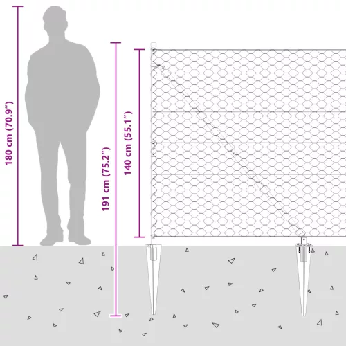 Hexagon Kerítés Szürke 1.4x50 m Acél