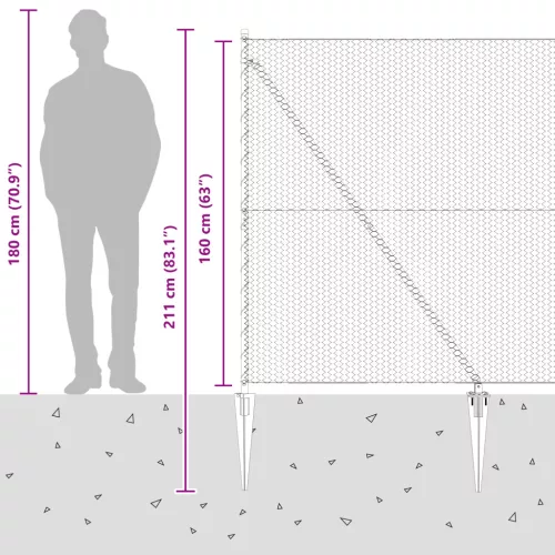  Hatoszögű Kerítés Szürke 1.6x50 m Acél