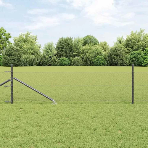  Kerítésoszlop Szürke 100 x 0,5 m (13 mm háló) Acél és PVC