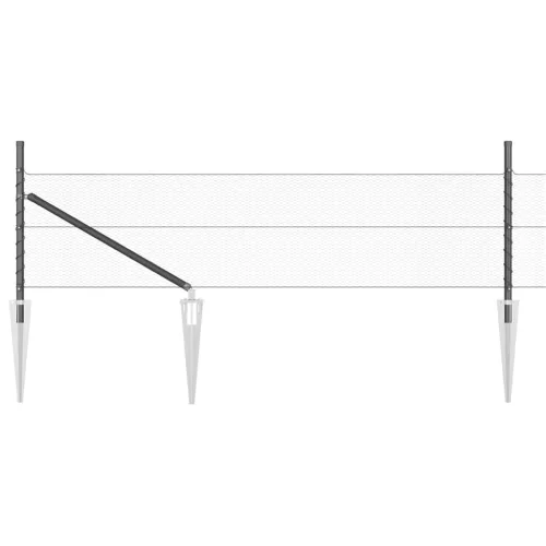  Kerítésoszlop Szürke 100 x 0,5 m (13 mm háló) Acél és PVC